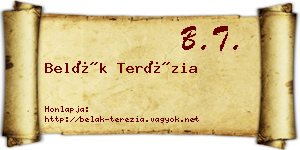 Belák Terézia névjegykártya
