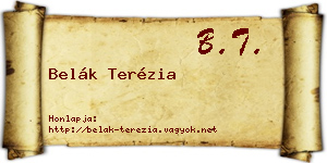 Belák Terézia névjegykártya